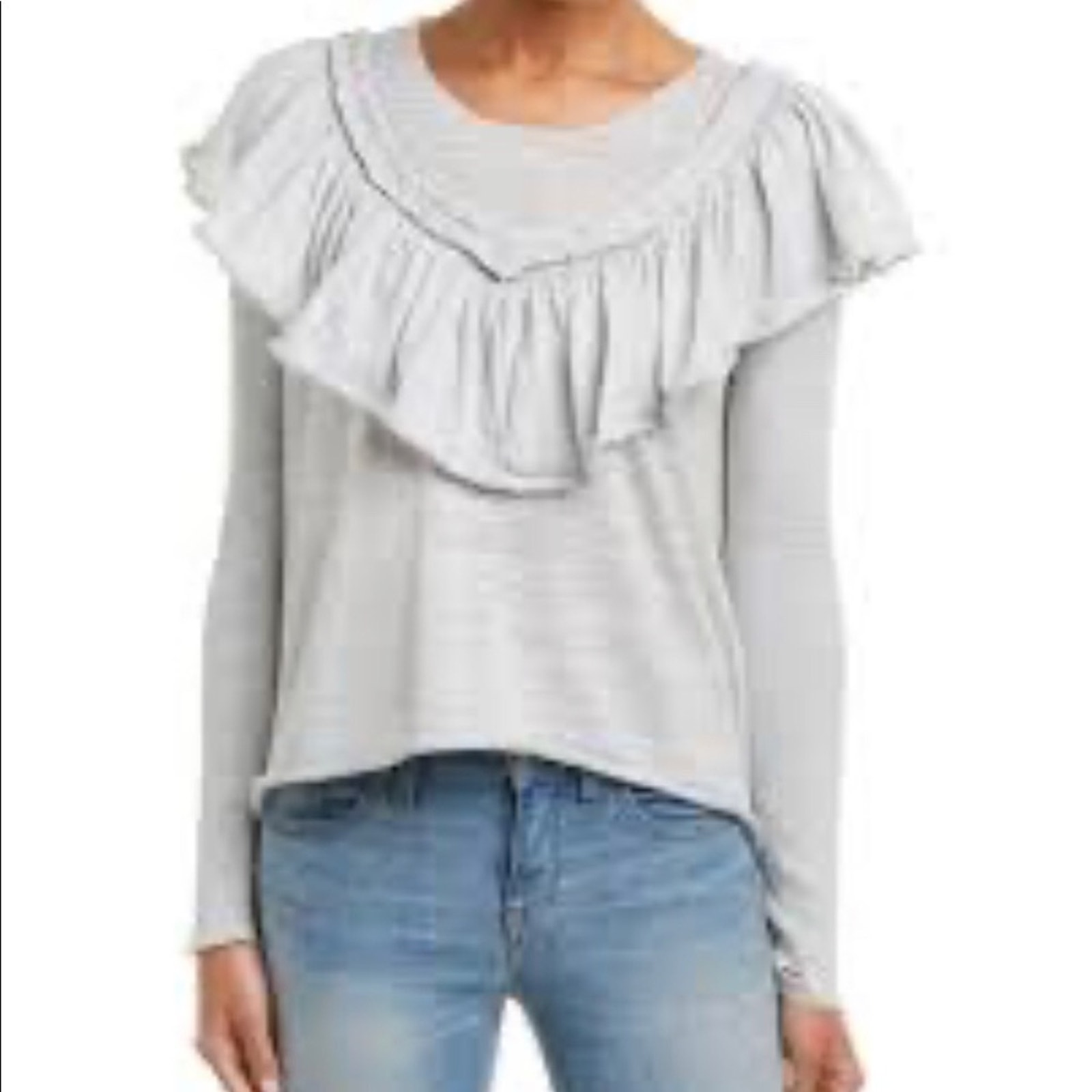 Wildfox Lais Ruffled Light Blue Heather Sweater Medium Nwt